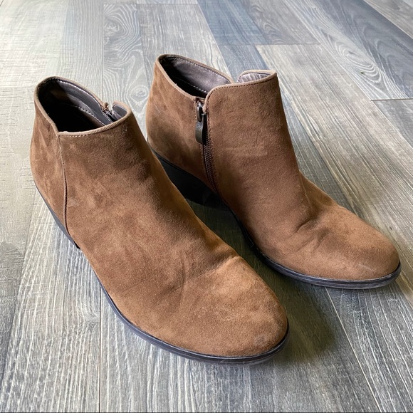 Xappeal Shoes - Brown Suede Ankle Boots Booties from X-Appeal Zipper Women's Size 10 Heel